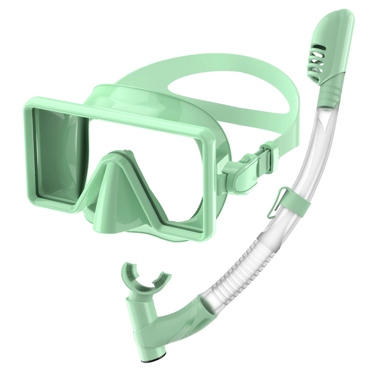 Factory OEM Custom Logo Tempered Glass & Silicone Low Volume Full Dry Snorkeling Mask and Snorkel Set, product image 4