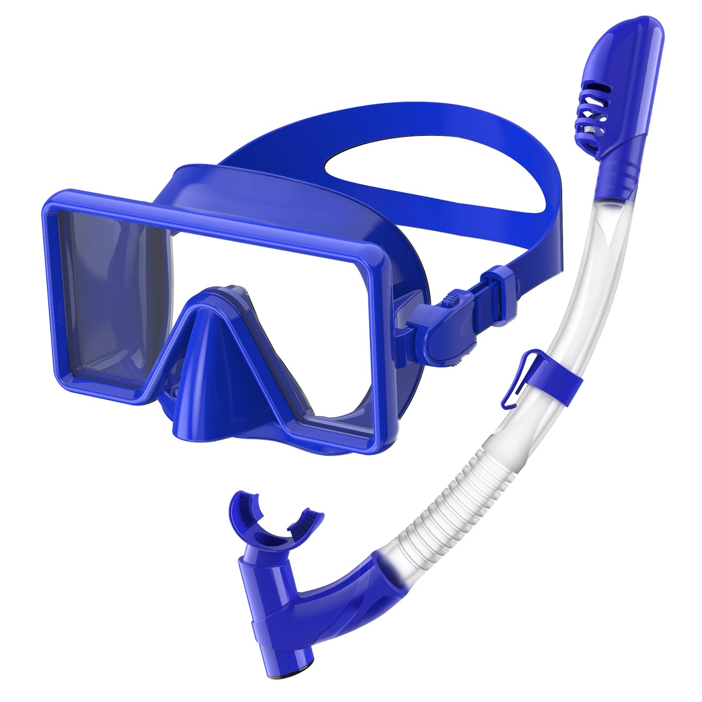 Factory OEM Custom Logo Tempered Glass & Silicone Low Volume Full Dry Snorkeling Mask and Snorkel Set, product image 3