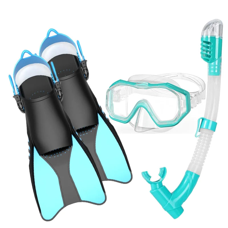 3 in 1 Mask Fins Snorkel Set with 180 Panoramic View Snorkel Mask Anti-Fog Anti-Leak Diving Mask Snorkel Fins Set, product image 2
