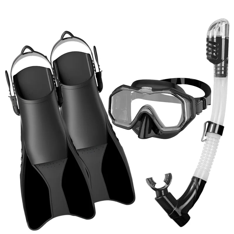 3 in 1 Mask Fins Snorkel Set with 180 Panoramic View Snorkel Mask Anti-Fog Anti-Leak Diving Mask Snorkel Fins Set, product image 5