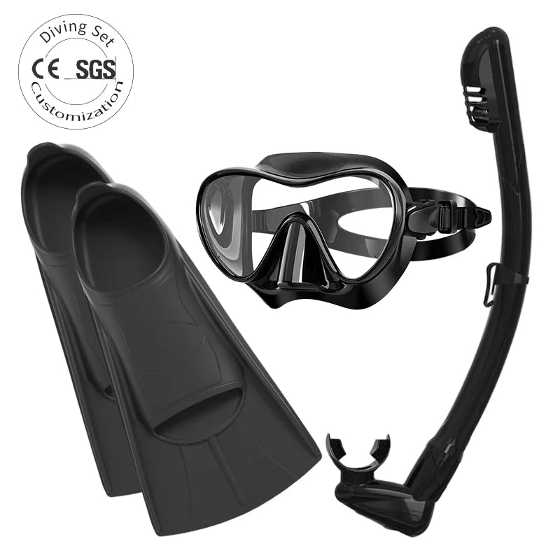 Water Sports Swimming Fins Diving Mask Diving Equipment Snorkel Diving Mask Set with Silicone Swimming Fins, product image 1